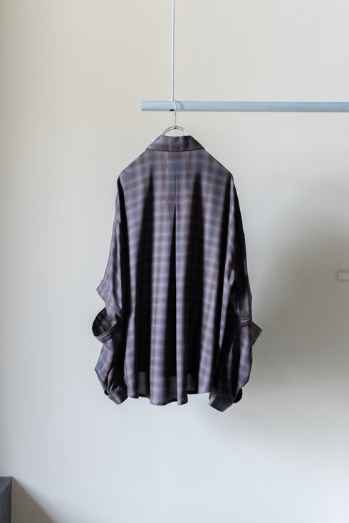 【Licht Bestreben】"Detachable Sleeve Hook-Cuff Check Shirt"