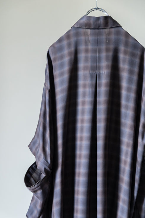 【Licht Bestreben】"Detachable Sleeve Hook-Cuff Check Shirt"