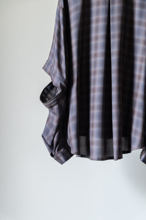 【Licht Bestreben】"Detachable Sleeve Hook-Cuff Check Shirt"