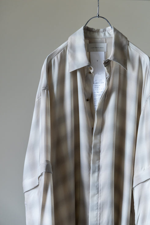 【Licht Bestreben】"Detachable Sleeve Hook-Cuff Check Shirt"