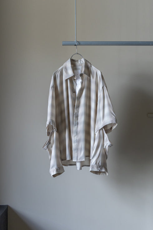 【Licht Bestreben】"Detachable Sleeve Hook-Cuff Check Shirt"