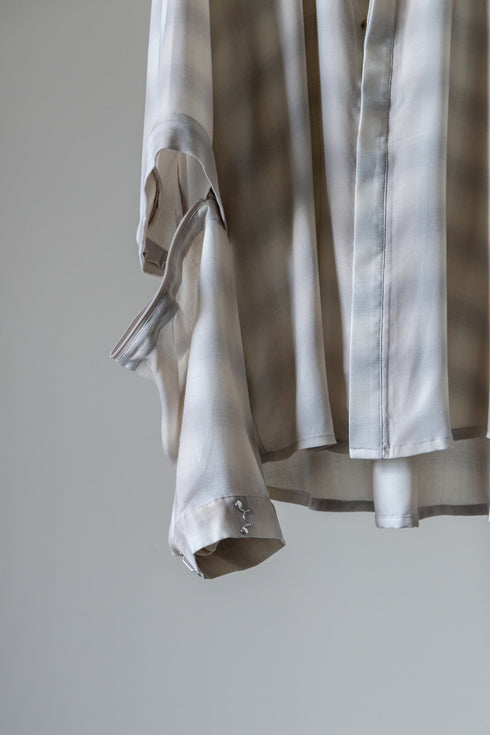 【Licht Bestreben】"Detachable Sleeve Hook-Cuff Check Shirt"
