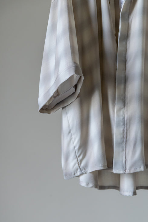 【Licht Bestreben】"Detachable Sleeve Hook-Cuff Check Shirt"