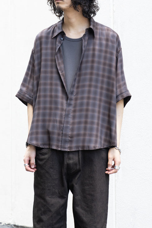 【Licht Bestreben】"Detachable Sleeve Hook-Cuff Check Shirt"