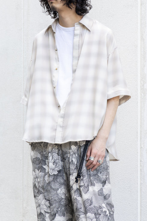 【Licht Bestreben】"Detachable Sleeve Hook-Cuff Check Shirt"