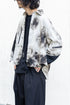 【Licht Bestreben】"Gradient Flower Bleached Denim Twist Sleeve Shirt"