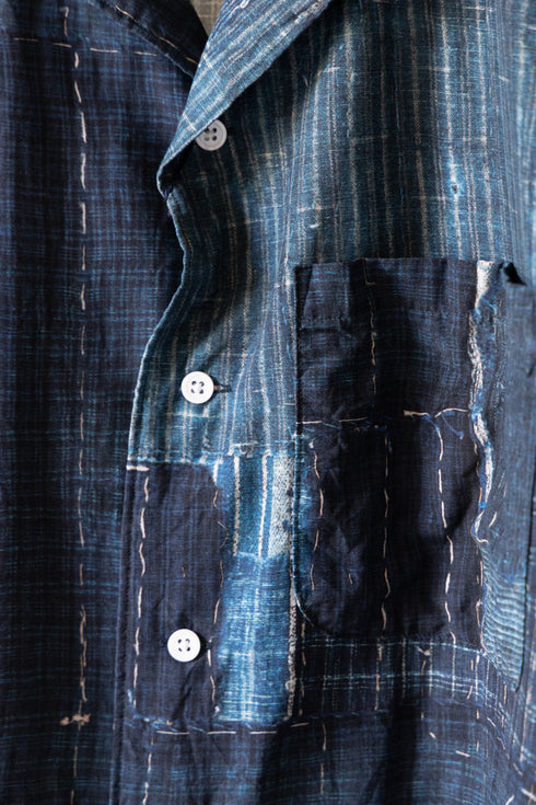 【KUON】"襤褸プリントハワイアンシャツ"