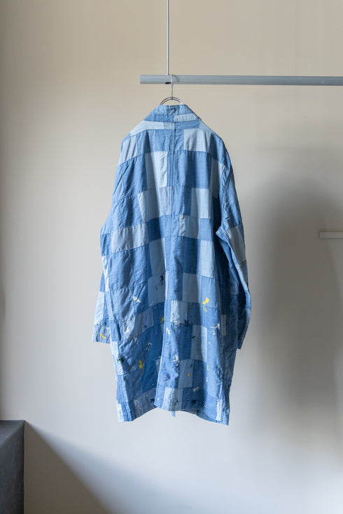 【KUON】"Paint-Splattered Denim Patchwork Noragi"