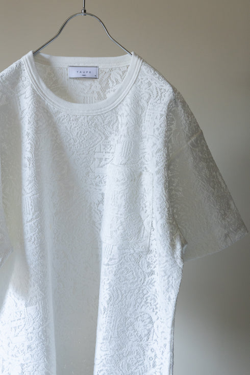 【TAUPE】"エスニックレースショートスリーブルーズティー"