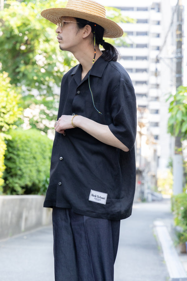 【SHEIK YERBOUTI】"大麻オープンカラーショートスリーブシャツ"