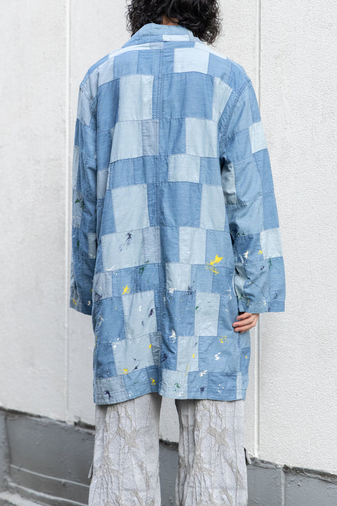 【KUON】"Paint-Splattered Denim Patchwork Noragi"