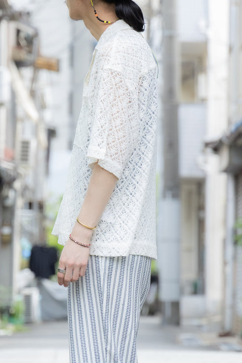 【TAUPE】"カラミレースオープンカラーシャツ"