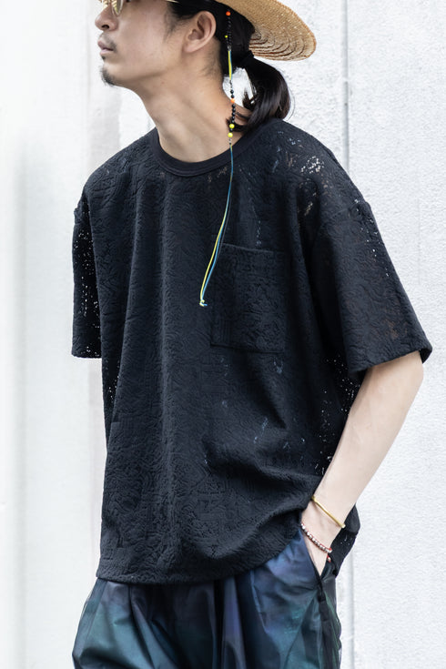 【TAUPE】"エスニックレースショートスリーブルーズティー"