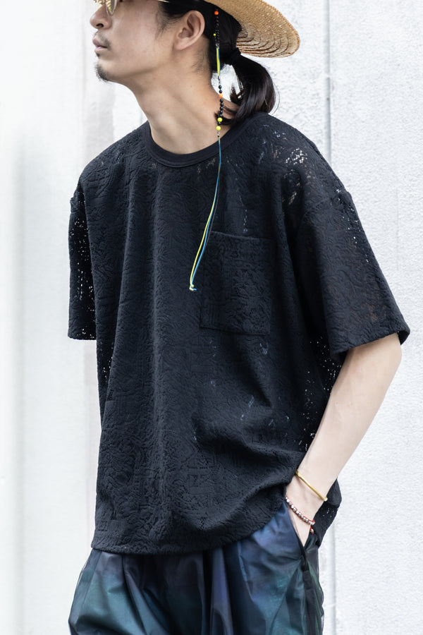 【TAUPE】"エスニックレースショートスリーブルーズティー"