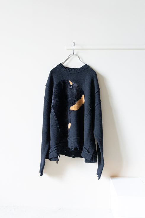 【Licht Bestreben】"Dog Intarsia Sweater"