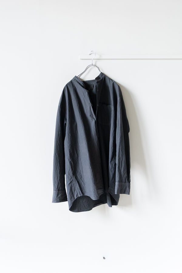 【YOKO SAKAMOTO】"NATURAL GARMENT DYE BAND COLLAR SHIRT"(蓬 × 墨)