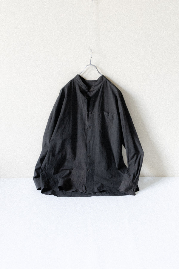 【YOKO SAKAMOTO】"NATURAL GARMENT DYE BAND COLLAR SHIRT"(蓬 × 墨)