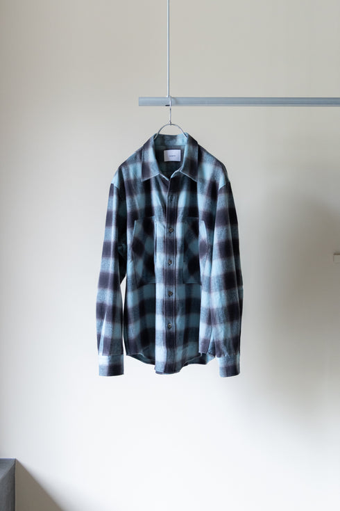 【nuterm】"Check Flannel Military Sleeve Shirts"