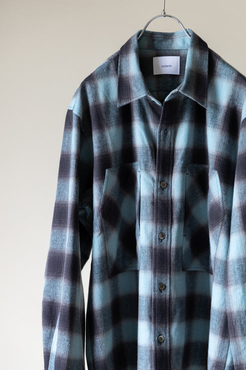 【nuterm】"Check Flannel Military Sleeve Shirts"