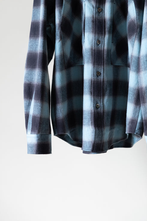 【nuterm】"Check Flannel Military Sleeve Shirts"