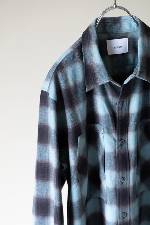【nuterm】"Check Flannel Military Sleeve Shirts"