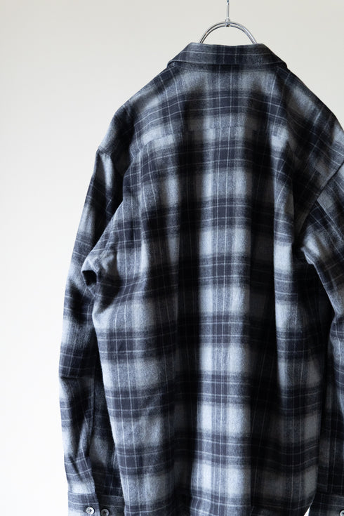 【nuterm】"Check Flannel Military Sleeve Shirts"