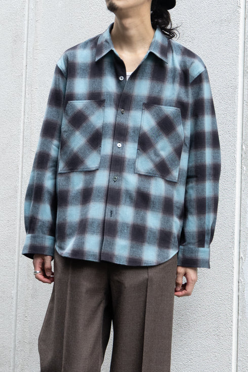 【nuterm】"Check Flannel Military Sleeve Shirts"