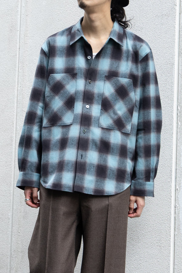 【nuterm】"Check Flannel Military Sleeve Shirts"