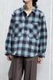 【nuterm】"Check Flannel Military Sleeve Shirts"