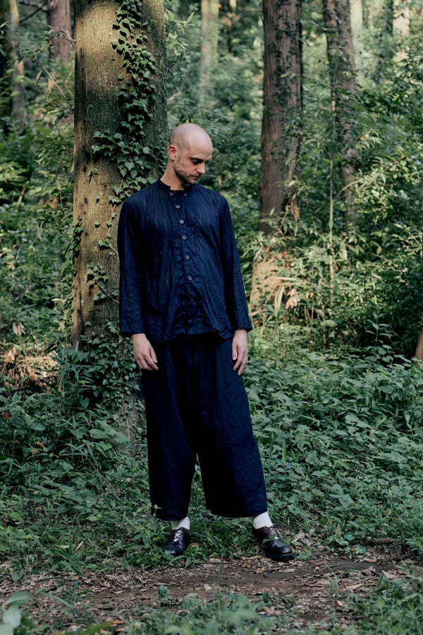 【YUTA MATSUOKA】"カラミストライプマオカラーシャツ"