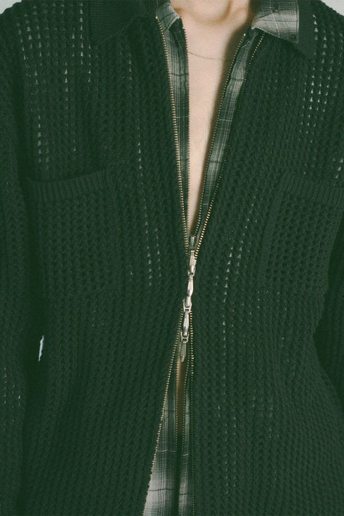 【THE JEAN PIERRE】"ジップメッシュニットシャツ"