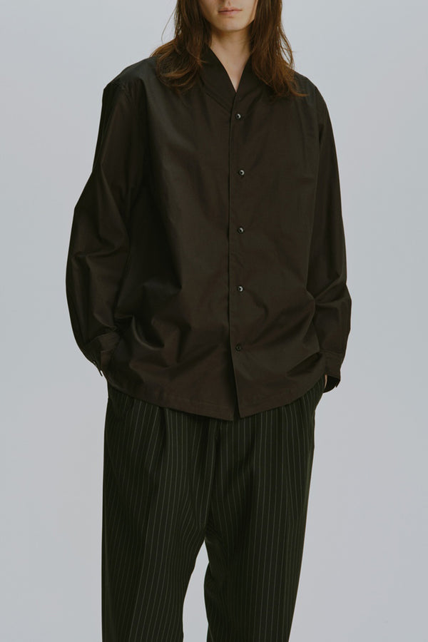 【KUON】"Cotton Poplin Kimono Collar Shirt"