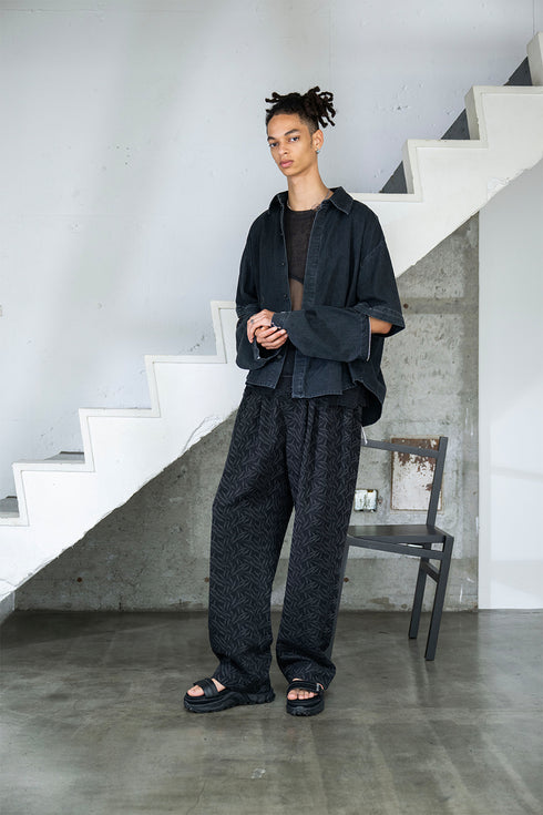 【Licht Bestreben】"Detachable Sleeve Hook-Cuff Denim Shirt"
