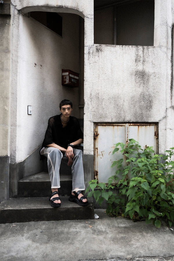 【Licht Bestreben】"クラッシュドメッシュニットポロショートスリーブ"