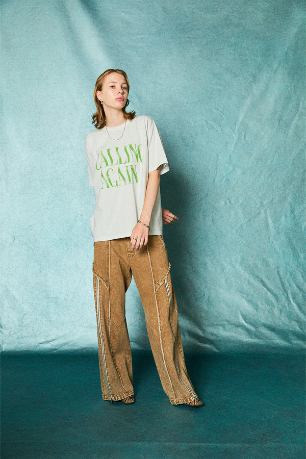 【TAUPE】"カットオフジップデニムパンツ"