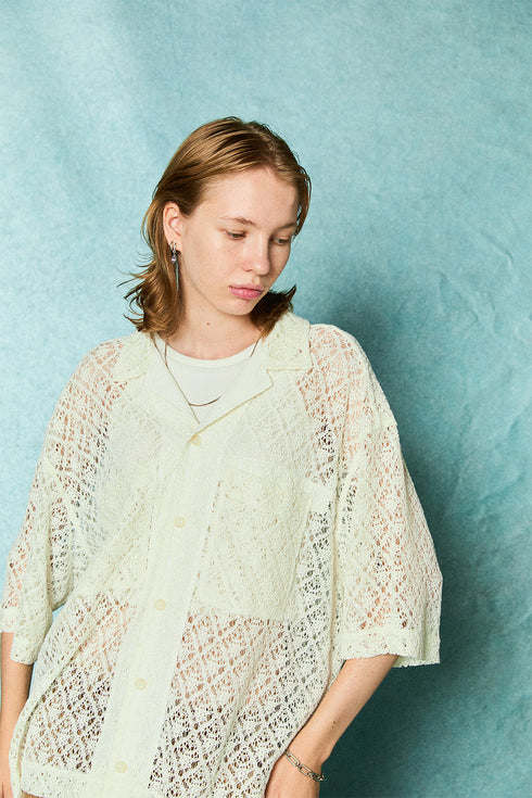 【TAUPE】"カラミレースオープンカラーシャツ"