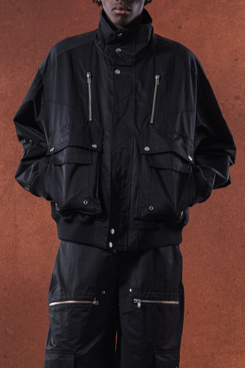 【TAUPE】"NYLON CONSTRUCTIVE ZIP JACKET"