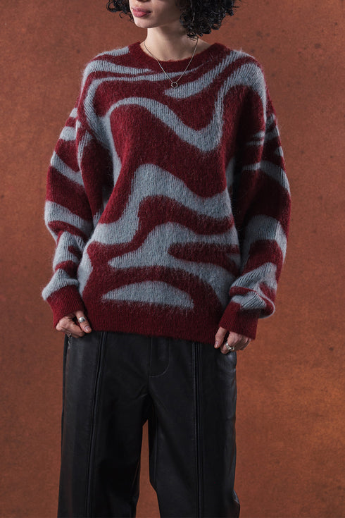 【TAUPE】"MARBLE MOHAIR CREW KNIT"