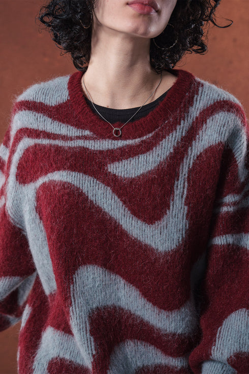 【TAUPE】"MARBLE MOHAIR CREW KNIT"