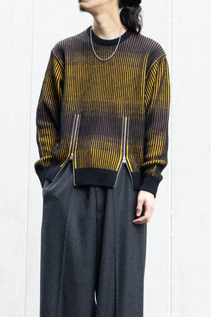 【TAUPE】"GRADATION ZIP CREW KNIT"