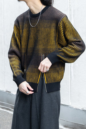 【TAUPE】"GRADATION ZIP CREW KNIT"