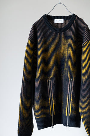 【TAUPE】"GRADATION ZIP CREW KNIT"