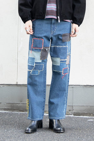 【KUON】"Sashiko Mended Denim Trousers"