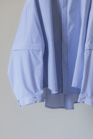【Licht Bestreben】"Detachable Sleeve Hook-Cuff Stripe Shirt"