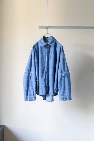 【Licht Bestreben】"Detachable Sleeve Hook-Cuff Denim Shirt"