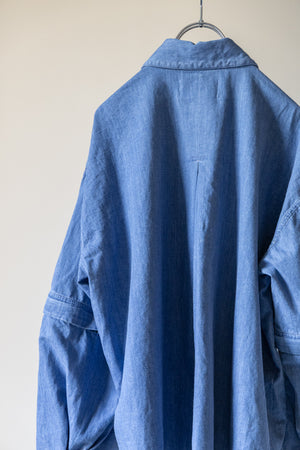 【Licht Bestreben】"Detachable Sleeve Hook-Cuff Denim Shirt"
