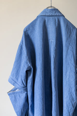【Licht Bestreben】"Detachable Sleeve Hook-Cuff Denim Shirt"