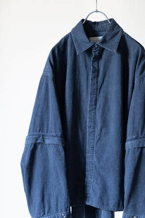 【Licht Bestreben】"Detachable Sleeve Hook-Cuff Denim Shirt"