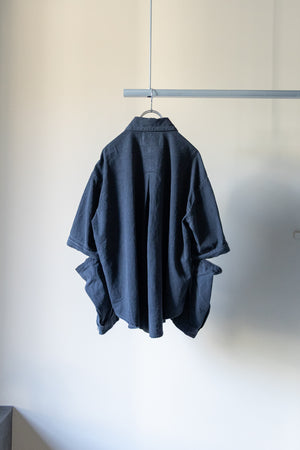 【Licht Bestreben】"Detachable Sleeve Hook-Cuff Denim Shirt"