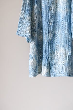 [LQUARTET] "Raschel Lace 40s Collar Shirt" (Indigo Dye)